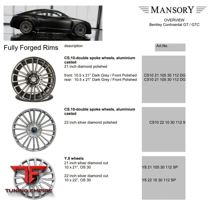 Mansory Bentley Continental Gt / Gtc Speed &