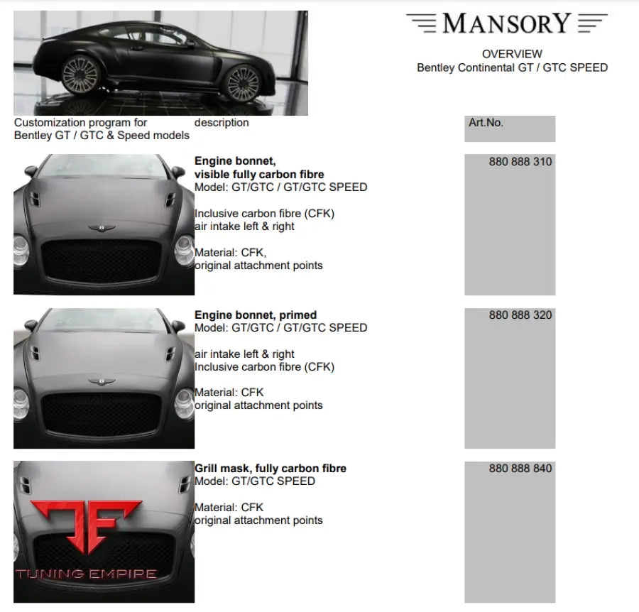 Mansory Bentley Continental Gt / Gtc Speed &